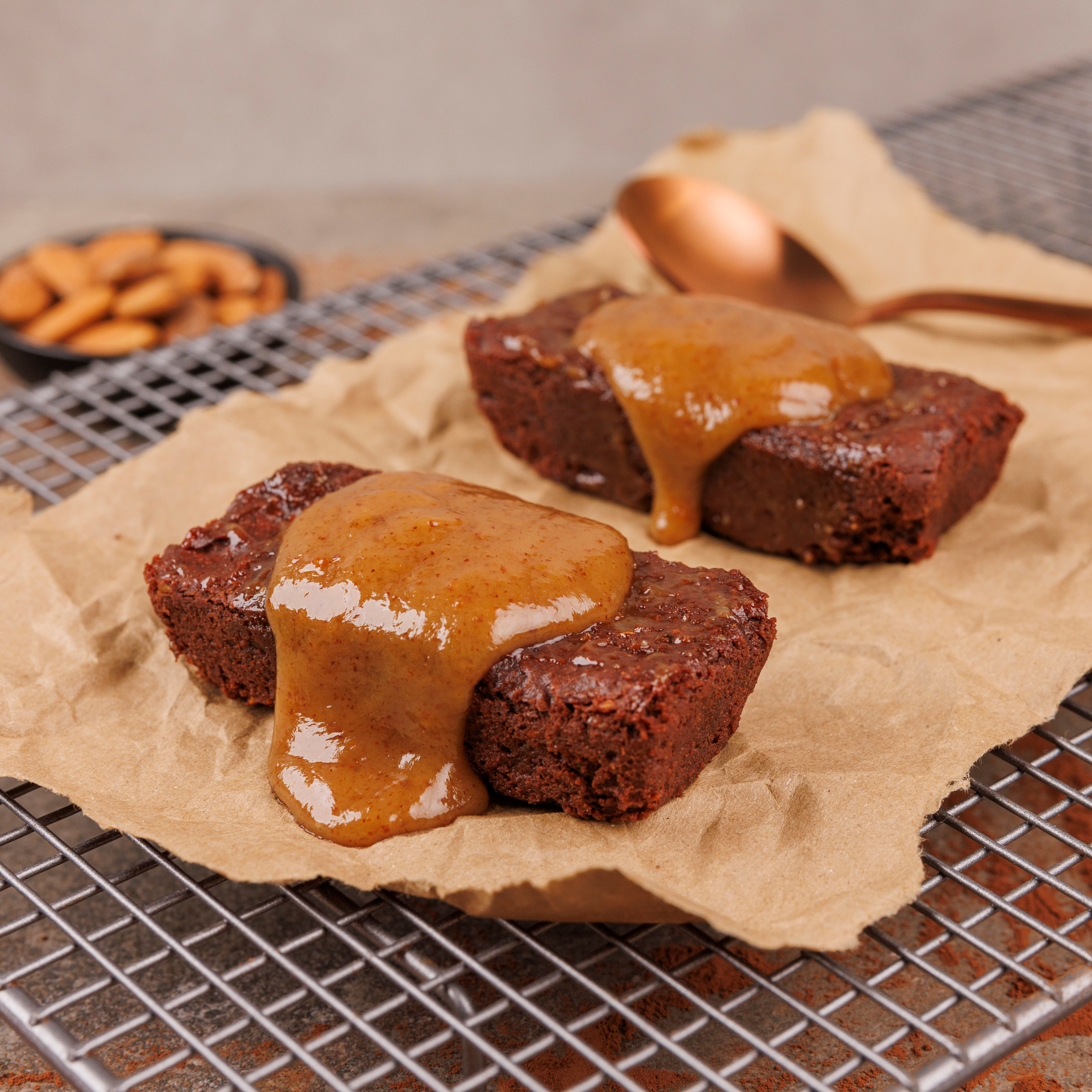 Classic Walnut Chocolate Brownie with Salted Caramel Sauce