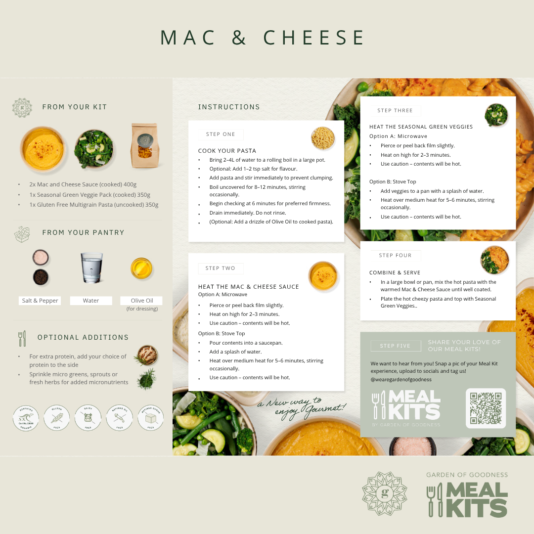 Mac and Cheese Meal Kit Recipe Card