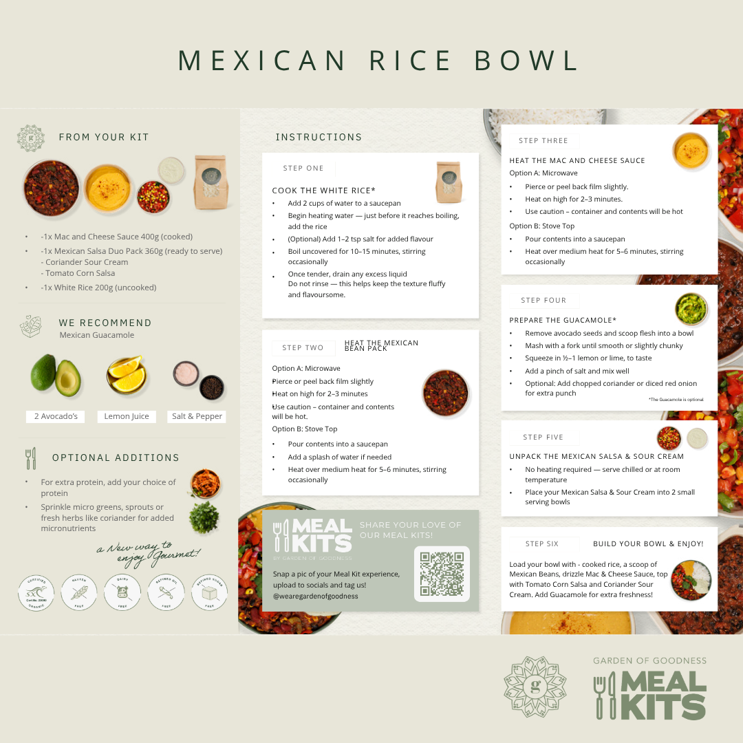 Mexican Rice Bowl Meal Kit Recipe Card