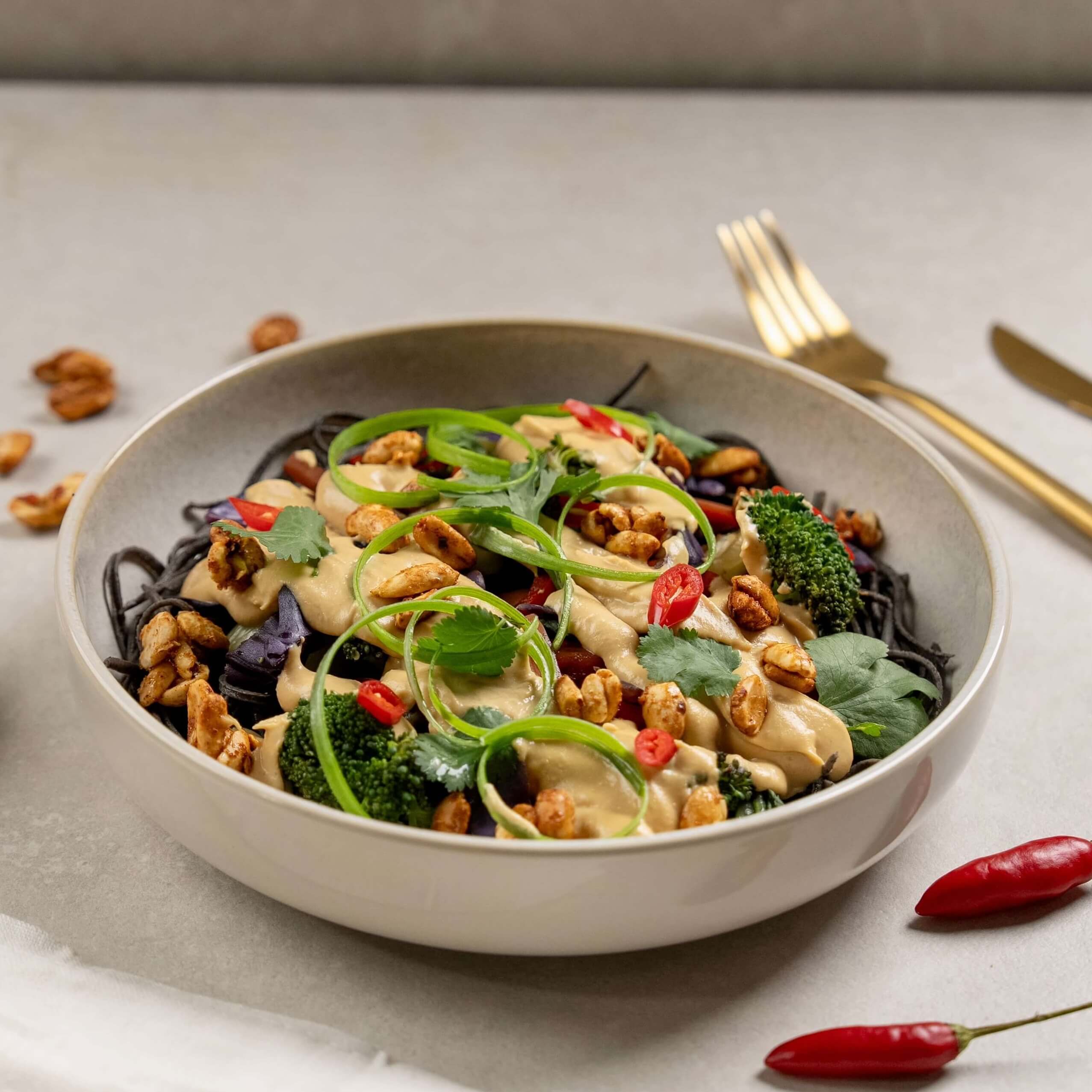 High Protein Satay Noodle Stirfry