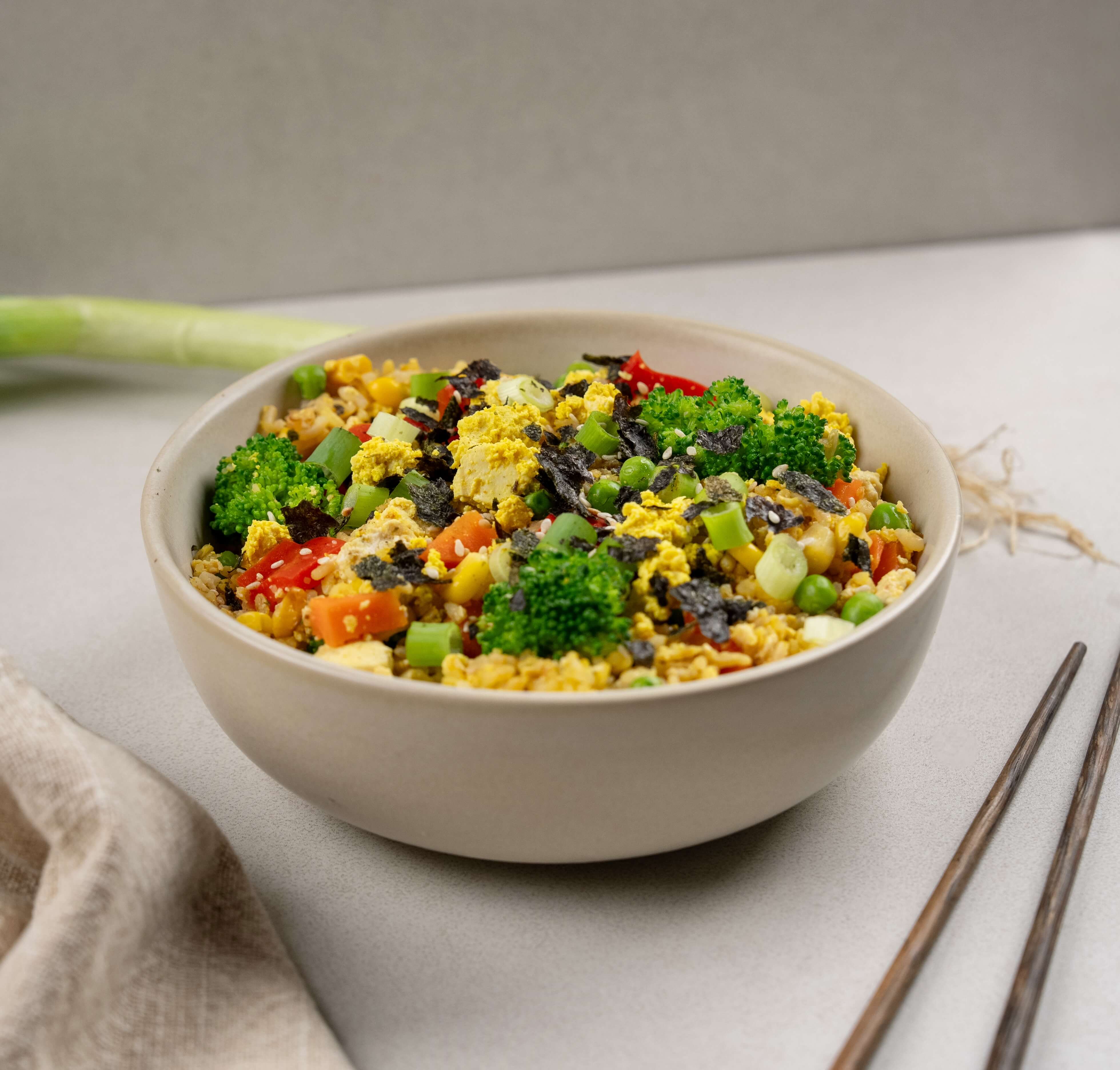 High Protein Tofu Egg Fried Rice