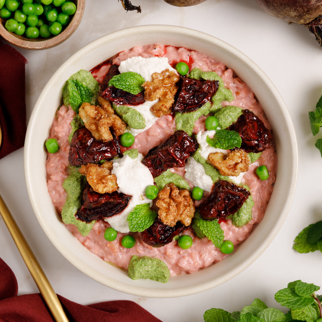 Cupids Beetroot Risotto with Ricotta and Pesto